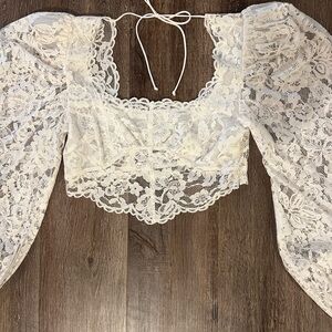 For Love And Lemons White Lace Top